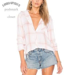 Rails Hunter Plaid Button Down Pink + White Shirt Small